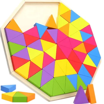 Bakalu Wooden Logic Game Triangles Puzzle, 72 pcs.