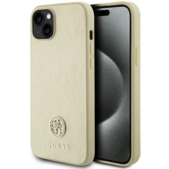 Guess iPhone 15 Case 4G Metal Logo Strass, Gold
