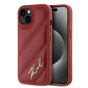 Karl Lagerfeld iPhone 15 / 14 / 13 Case Diagonal Quilted Script, Red