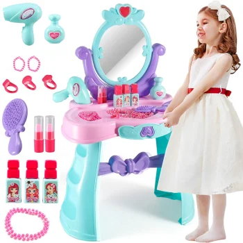Large Kids Vanity Set for Girls with LED Mirror and Sound Effects 008-937