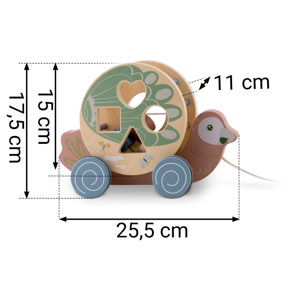 Nukido Wooden Montessori Pull Toy, Parrot (2)