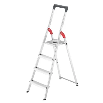 Step Ladder Hailo L51 StandardLine, 4 Steps, 150 kg Capacity, Silver