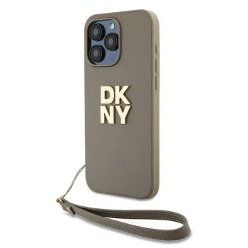 DKNY iPhone 15 Pro Max Case Wrist Strap Stock Logo, Beige