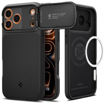 Spigen Optik Armor MagSafe Phone Case Cover iPhone 17 Pro - Black Camera Protection