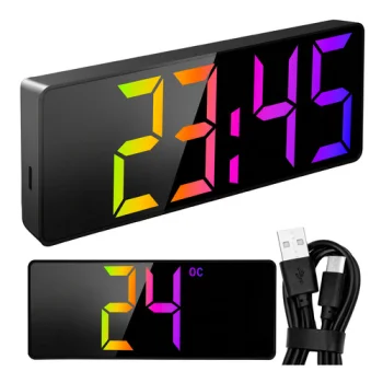 Izoxis LED Alarm Clock, Colorful Display, Temperature, USB