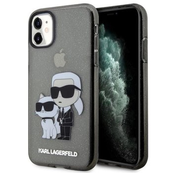 Apple iPhone 11 6.1" Karl Lagerfeld Gliter Karl&Choupette Case Cover (KLHCN61HNKCTGK), Black