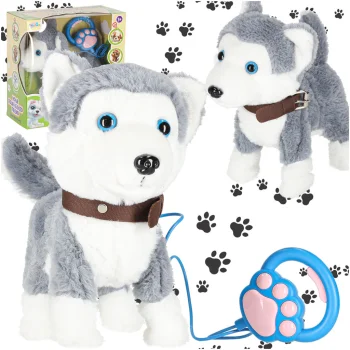 Interactive Toy Dog Husky on Leash Walks and Barks