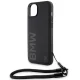 BMW iPhone 15 Plus / 14 Plus Case Signature Leather Wordmark Cord, Black