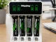 Maxday AA/AAA Battery Charger with LCD + 4 AAA Batteries, White