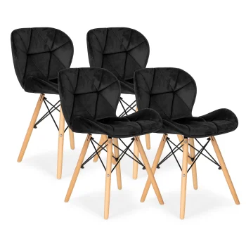 ModernHome Velvet Dining Chairs Set of 4 for Kitchen and Living Room, Black