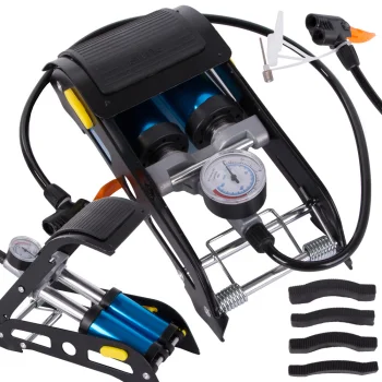 Double Cylinder Foot Pump for Cars, Bicycles, Balls and Mattresses