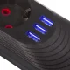 Maclean MCE394 B Power Strip, 3 Outlets + 3xUSB, 1.5m, 2500W, Black
