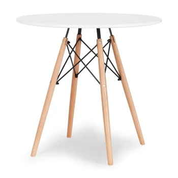ModernHome Scandinavian Round Dining Table for Kitchen Living Room, 80 cm, White