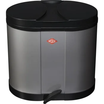 Wesco Eco-Double Bin rūšiavimo šiukšliadėžė su pedalu 2x15 l, sidabrinė