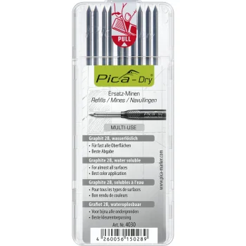 Pica DRY 4030 Graphite Refill Leads, 2.8 mm, 2B, 10-Pack