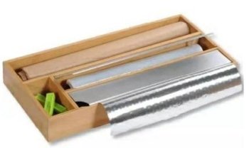 Bamboo Foil and Plastic Wrap Dispenser with Cutter, Natural