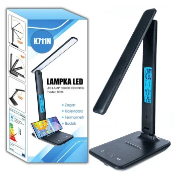 LED Desk Lamp with Clock, Thermometer, and Calendar