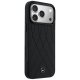 Mercedes Leather with Crossed Lines MagSafe vāciņš Apple iPhone 17 Pro, melns