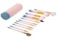 Professional Makeup Brush Set, 12 pcs, with Case, Pink/Blue