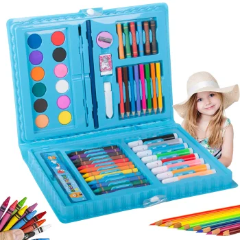 Art Drawing Set in a Suitcase, 68 Pieces, Blue