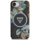 Guess IML Metal Glitter Flowers Triangle MagSafe Case for iPhone 16e, Black