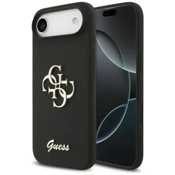 Guess Silicone Big 4G Script dėklas iPhone Air, juodas