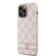 DKNY iPhone 14 Pro Max Case Checkered Mono Pattern & Printed Stripes, Pink