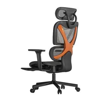 Ergonomic Office Chair with Headrest and Footrest, Black and Orange