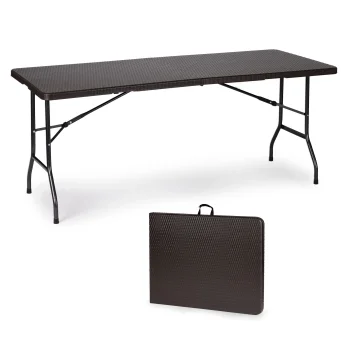 Multigarden Folding Banquet Garden Table, 180 cm, Rattan Look