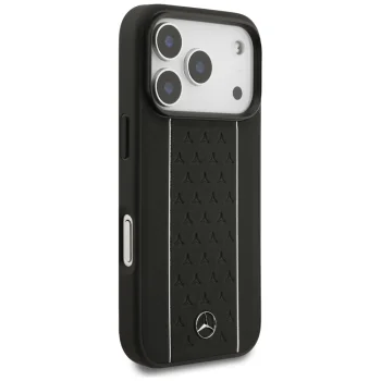 Mercedes Leather Star Pattern Stripes MagSafe Case for iPhone 17 Pro, Black