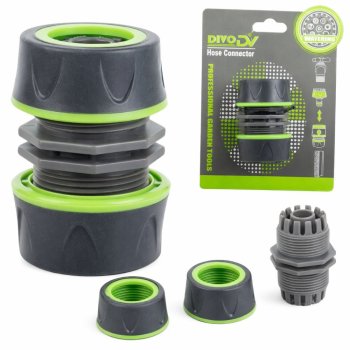 1/2 Inch Garden Hose Repair Connector DIVO Leak Proof Mender, Green Black