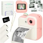 Kids Instant Camera with Thermal Printer, 32GB memory card, Pink