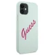 Guess iPhone 12 mini Case Silicone Vintage Script, Fuchsia Blue