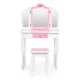 ECOTOYS Wooden Vanity Set for Girls with Tri-Fold Mirror, Stool and Drawer