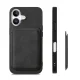 Synthetic Leather Case with Detachable Card Holder for iPhone 17 - Black