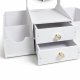 Makeup Organizer with Mirror and Drawers, White