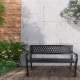 Metal Garden Bench with Openwork Backrest for Patio Terrace, Black