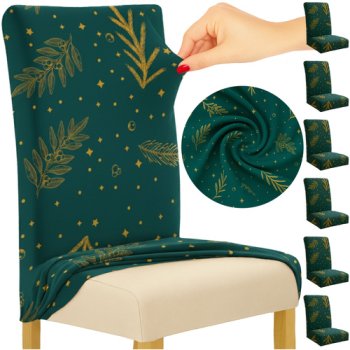 Ruhhy Christmas Dining Chair Covers Set of 6, Green 26637