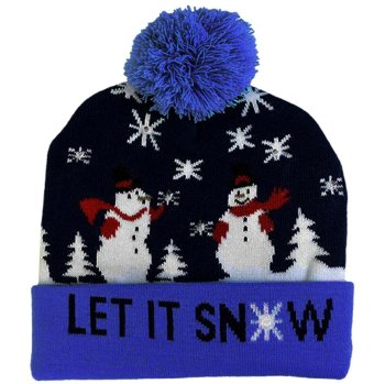 LED Christmas Hat with Light Up Snowman Pattern