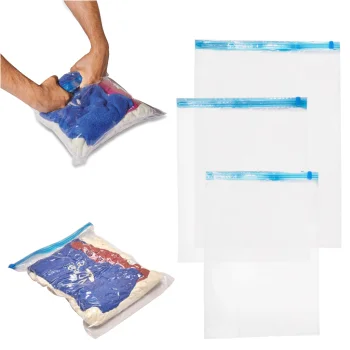 Roll-up Vacuum Storage Bags for Clothes, 9 pcs, 3 Sizes