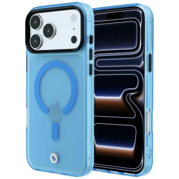 BMW Sign Frosted IML & Metal Logo MagSafe Case for iPhone 18 Pro Max / 17 Pro Max, Blue