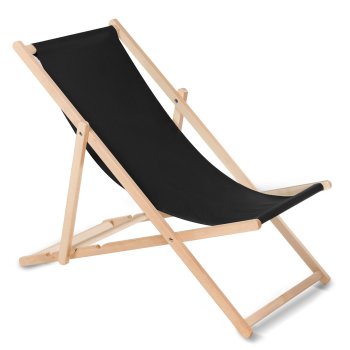 Greenblue GB183 Classic Beech Wood Deck Chair, Black