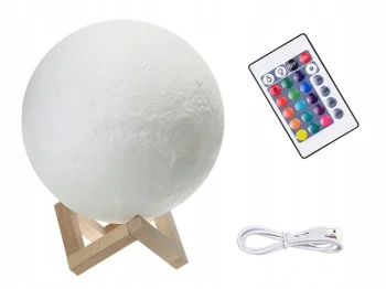 Decorative Night LED Lamp 3D Moon with Remote Control, RGB
