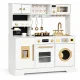 ECOTOYS Wooden Play Kitchen for Kids with Coffee Maker and Accessories, White