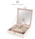 Beautylushh Jewelry Box Organizer with Mirror and Lock, White