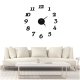 Large DIY 3D Wall Clock, Frameless Self-Adhesive Modern Design, Black