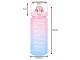 Motivational Water Bottle with Straw 2000 ml, Pink-Blue