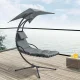 Hanging Chaise Lounge Chair MultiGarden Outdoor Swing with Stand and Canopy, Grey
