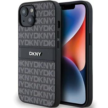 DKNY iPhone 15 / 14 / 13 Case Mono Stripe & Metal Logo, Black