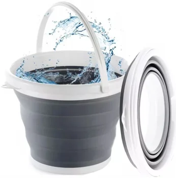 Large Foldable Silicone Bucket with Handle 5L Grey-White